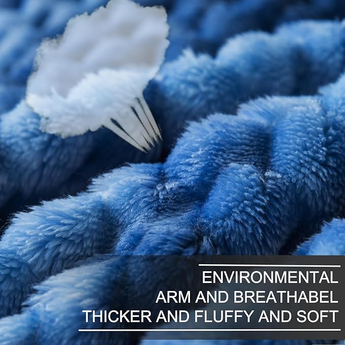 Richave Queen Size Fleece Blanket,Premium Lightweight Anti-Static 90x90 Inches 3D Clouds Stylish Jacquard Velvet Plush Bed Blanket for Queen Full Bed, Tie-dye Stone Blue