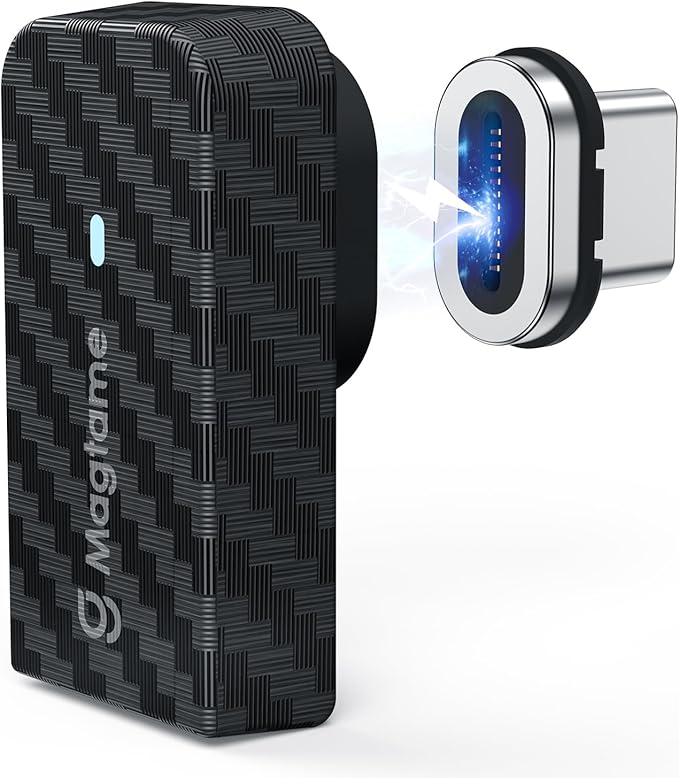 Magtame USB C Magnetic 90 Degree Adapter 240W Plastic Carbon Fiber, 24Pin USB-to-USB Adapters Right Angle USB C Adapter, 40Gbps Fast Charge & 4K Video, Protect Port for iPhone 17/16,Galaxy