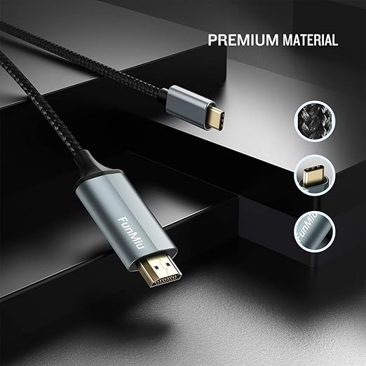 USB C to HDMI Cable, [4K, High-Speed] USB Type C to HDMI Cable for Home Office, [Thunderbolt 3/4 Compatible] for MacBook Pro/Air 2020, iPad Air 4, iPad Pro 2021, iMac, S23, XPS 17, and More-6ft Grey