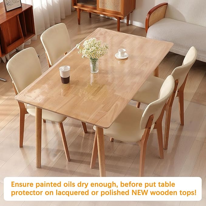 Clear Plastic Dining Table Protector Tablecloth Desk Pad Mat Wooden Furniture Coffee Glass End Entryway Sofa Side Cabinet Top Protection Countertop Cover Waterproof PVC Vinyl Rectangular 44 X 78 Inch