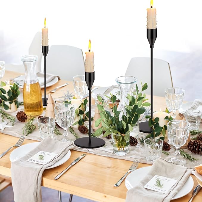 Matte Black Candle Holders Black Candlestick Holders Metal Candle Holder for Wedding, Dinning, Party, Fits 3/4 inch Thick Candle&Led Candles (Set of 6 Pcs)