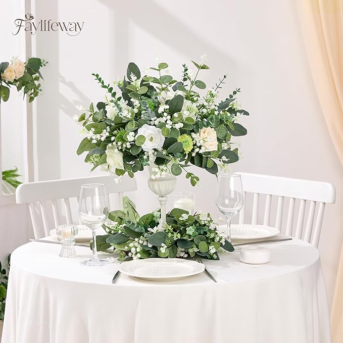 120 Pcs 4 Kinds Mixed Eucalyptus Greenery Stems, Baby Breath Flowers Artificial Bulk and Greenery Stems for DIY Bouquets Wedding Home Floral Decor