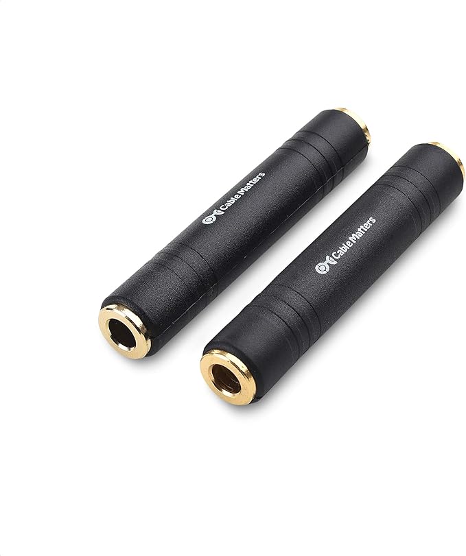 Cable Matters 2-Pack 1/4 Coupler TRS Extension Adapter (1/4” TRS Female to Female Adapter)