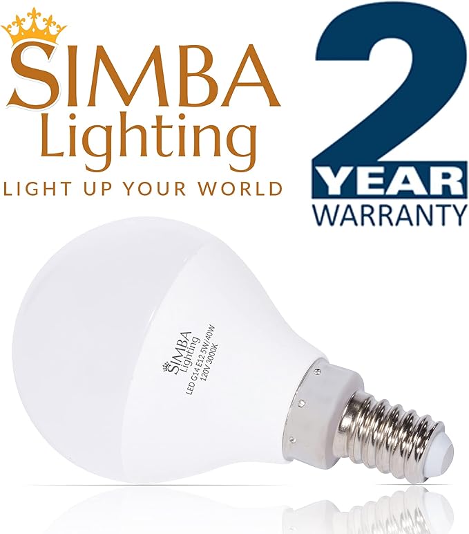 Simba Lighting LED Candelabra E12 Base G14 Small Globe 5W 40W Replacement Light Bulb (6 Pack) for Ceiling Fan, Chandelier, Vanity, Round A15 Frosted White Cover, Non-Dimmable, 3000K Soft White