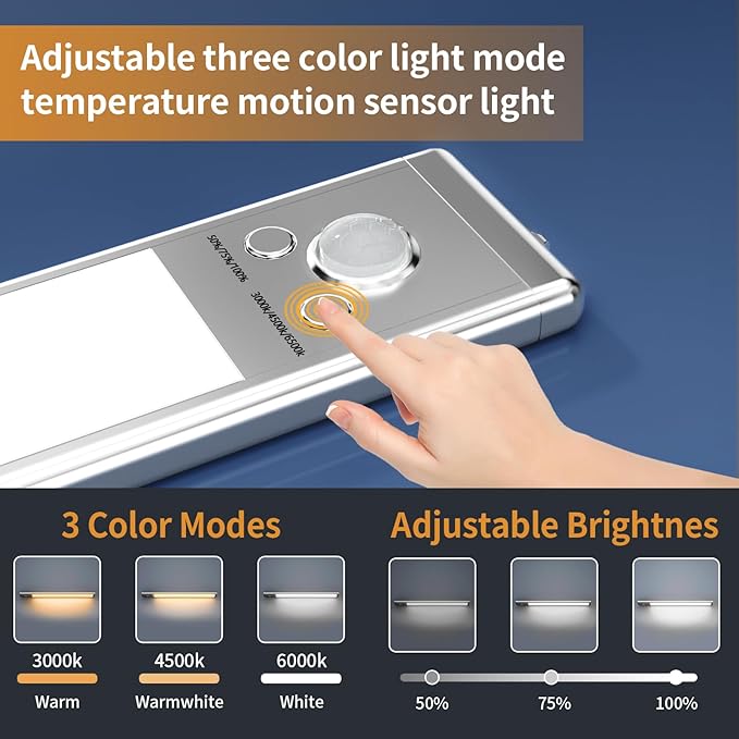 Under Cabinet Lights,88 LED Operated Motion Sensor Light Indoor,2200mAh USB Rechargeable Closet Lights, 4 Pack Magnetic Dimmable Closet Lights，Wireless Under Counter Lights for Kitchen, Stairs