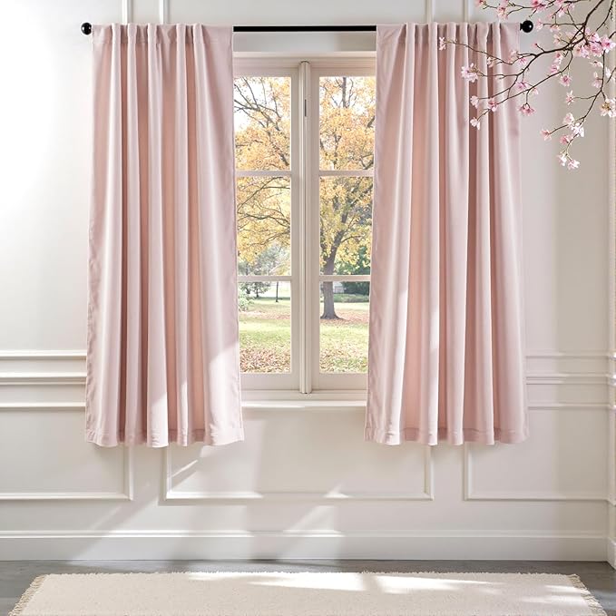 Lazzzy Velvet Blackout Curtains Thermal Insulated Room Window Drapes Super Soft Luxury Curtains for Living Room Bedroom Rod Pocket 2 Panels, Dusty Pink, 52" W x 72" L