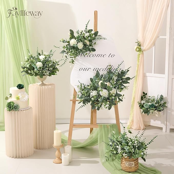 120 Pcs 4 Kinds Mixed Eucalyptus Greenery Stems, Baby Breath Flowers Artificial Bulk and Greenery Stems for DIY Bouquets Wedding Home Floral Decor