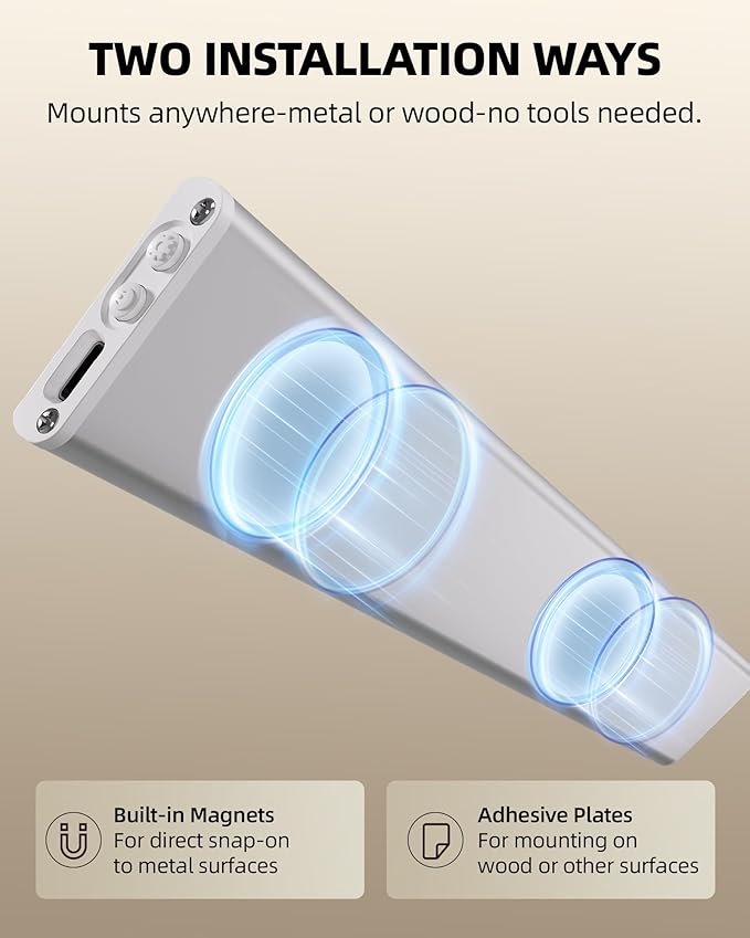6-Pack Under Cabinet Lighting Wireless, LED Motion Sensor Light Indoor, Rechargeable Closet Lights Battery Operated, Dimmable & 3 Color Temps, Under Counter Lights for Kitchen, Stairs (8inch)