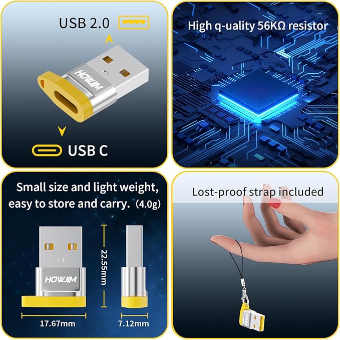 USB to USB C Adapter 2 Pack,USB C Female to USB 2.0 Male OTG Adapter,3A Fast Charge 480Mbps Data Transfer for M-acBook,Pad,Phone 15 16 17,G-alaxy,A-pple Watch,A-irpods,Anti-Lost Lanyard Silver