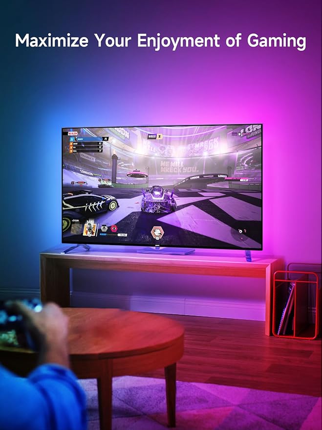 TV LED Lights, 13.1ft LED Lights for 43-60in TV, RGB TV Backlight Behind with Music Sync Bluetooth APP and Remote Control Strip Light USB Powered for Bedroom Gaming Room Decor