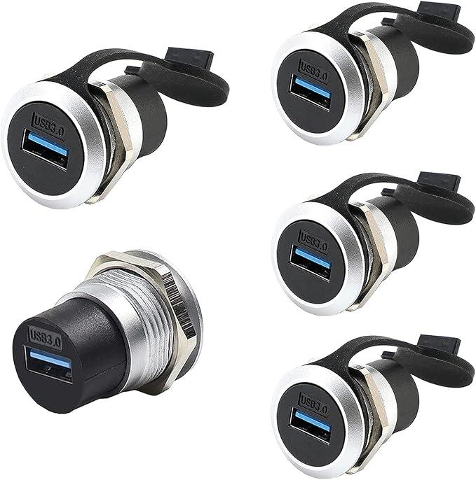 PENGLIN 5PCS USB 3.0 Panel Mount Coupler, USB 3.0 Panel Mount Connector Female to Female Bulkhead Extension Adapter with Water/Dustproof Cap