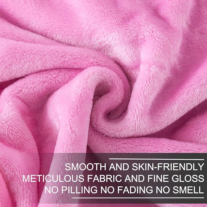 Fleece Queen Size Summer Blanket All Season 350GSM Lightweight Throw for The Bed Extra Soft Brush Fabric Winter Warm Sofa Blanket 90" x 90"(Pink Queen)