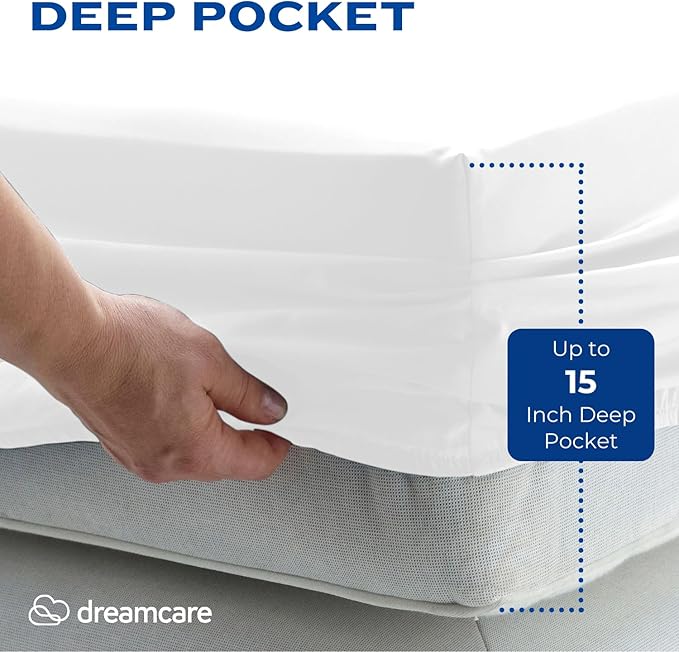 DREAMCARE Full Size Sheets - Cooling Bed Sheets - 4pcs Set - up to 15" Deep Pocket Full Sheet Set - Sheets Full Size Bed - Soft & Long Lasting 100% Fine Brushed Polyester with Side Pocket - White