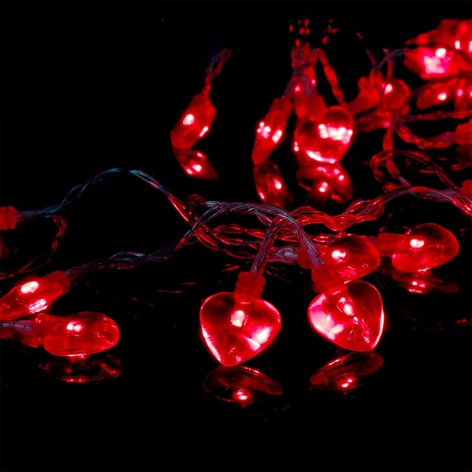 Luditek 14.7ft 40LED Mothers Day Decorations String Lights, Battery Operated Heart Shape Hanging Garland Valentines Day Decor for Indoor Outdoor Home Room Party Wedding