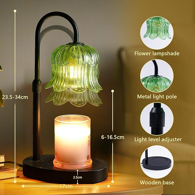 Candle Warmer Lamp Electric Timer - House Gifts New Home Bedroom Decor Candle Lamps Green Candle Lights