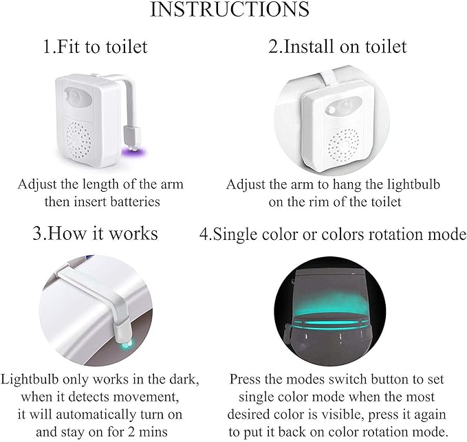 ZEZHOU Toilet Light, 16 Color LED Toilet Bowl Light Motion Activated Light Sensor Bathroom Night Light, Unique & Funny Gifts Idea for Dad Teen Boy Kids Men Women, Cool Fun Gadgets for Stocking Stuffer