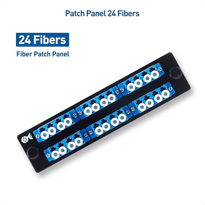 Cable Matters 24 Fibers LC to LC OS2 Single Mode Fiber Patch Panel with 6 x LCLC UPC Quad Fiber Optic Adapters - LGX Compatible