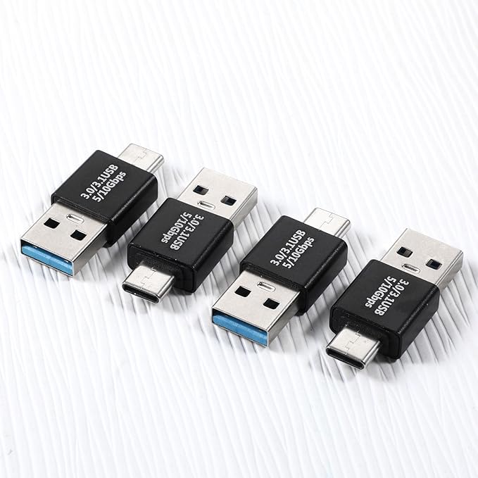 4 PCS USB-C 3.0/3.1 Male to Males Adapter, USB C/Type C Males to USB Male Converter for Computers Notebook Mobile Phones Connector Connection or Data Cable Extension