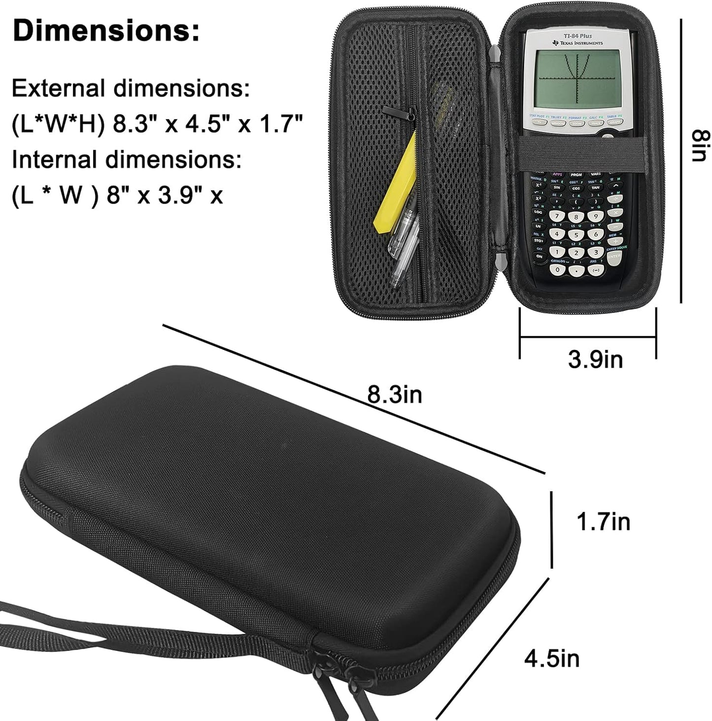 Xberstar Hard EVA Case for Texas Instruments TI-84 TI-83 Plus CE Graphing Calculators - Shockproof Storage Bag