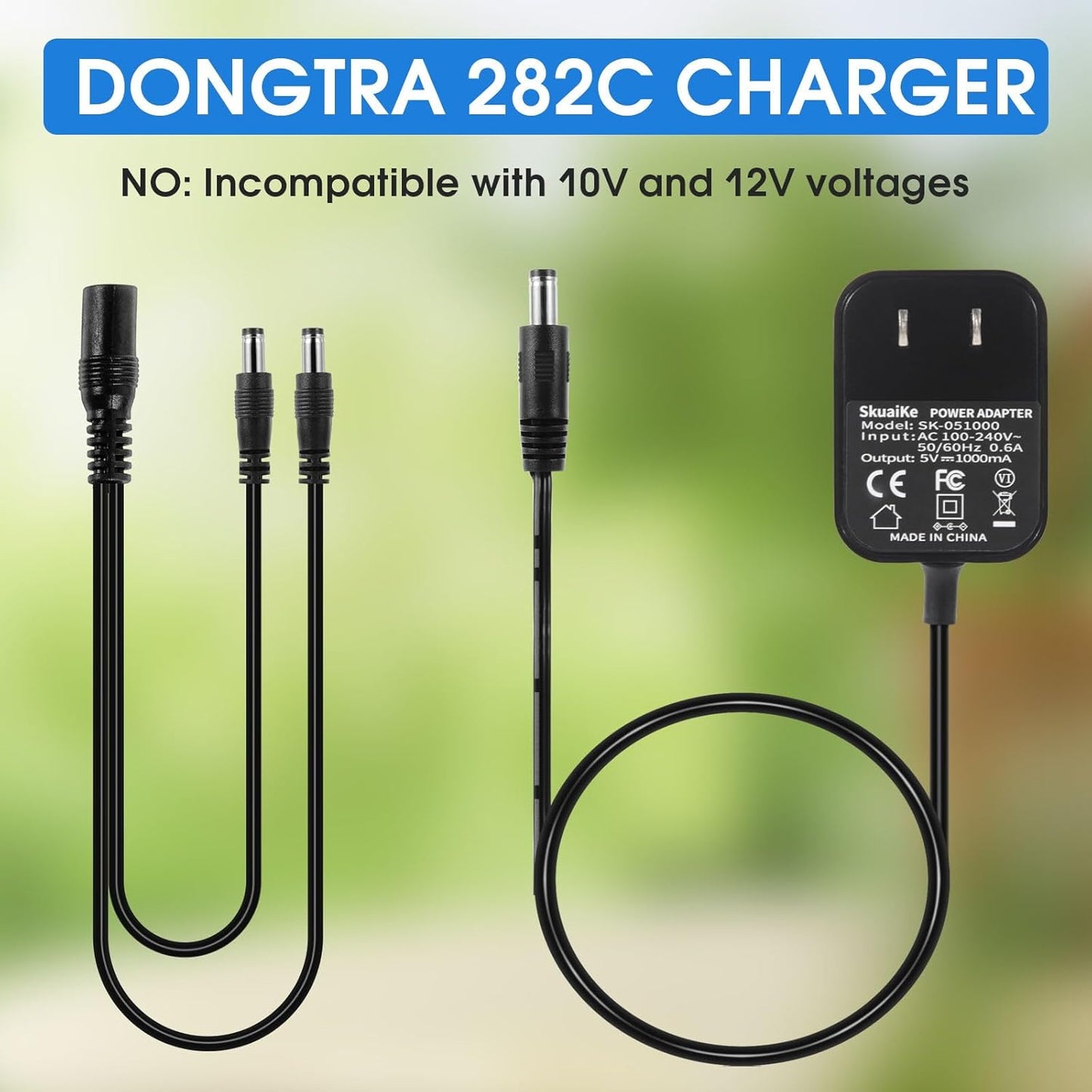 Dogtra Charger, Compatible with YS300, YS600, EF-3000, 280C, 282C, 200C, 202C, Dogtra Charger with 5-5 Splitter Cable