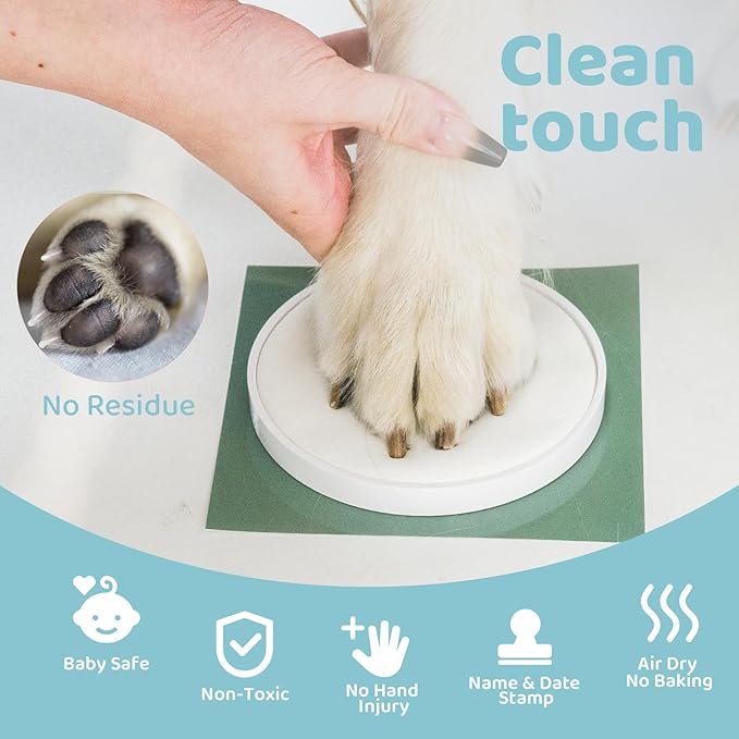 Tubuui Clay Paw Print Kit for Dogs Cats (Makes 2), Pawprint Keepsake Kit,Baby Hand and Footprint Ornament with Clay Imprint,DIY Dog Paw Print,Personalized Gifts for Pet Lovers