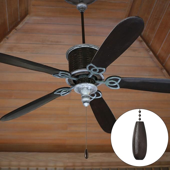 Boao 8 Pieces Ceiling Fan Pull Chains Extender Wooden Pendant Pull Chain Extension for Ceiling Light Lamp Fan(Coffee)