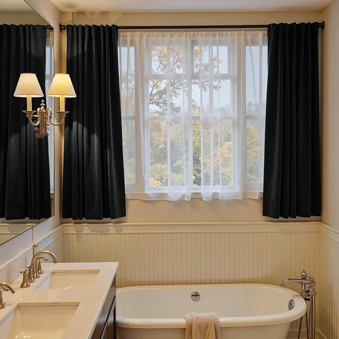 Lazzzy Velvet Blackout Curtains Thermal Insulated Room Window Drapes Super Soft Luxury Curtains for Living Room Bedroom Rod Pocket 2 Panels, Black, 52" W x 63" L
