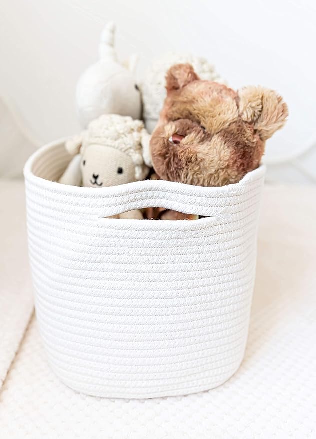 OrganiHaus Set of 3 White Woven Baskets for Organizing | Cotton Rope Basket for Decor | Shoe Basket Organizers & Storage | Decorative Storage Baskets & Bins | Cute Storage Basket for Toys & Cloths