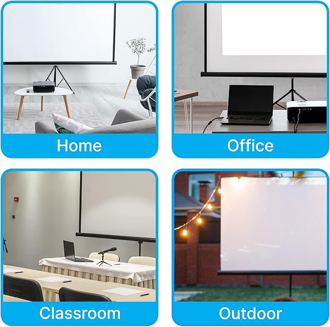 Pyle 60 Inch Portable Projector Screen with Tripod Stand – Fold Out Roll Up, HD Premium 16:9 Aspect Ratio, Matte Viewing Surface for Indoor and Outdoor Use, Perfect for Home, Office and Presentations