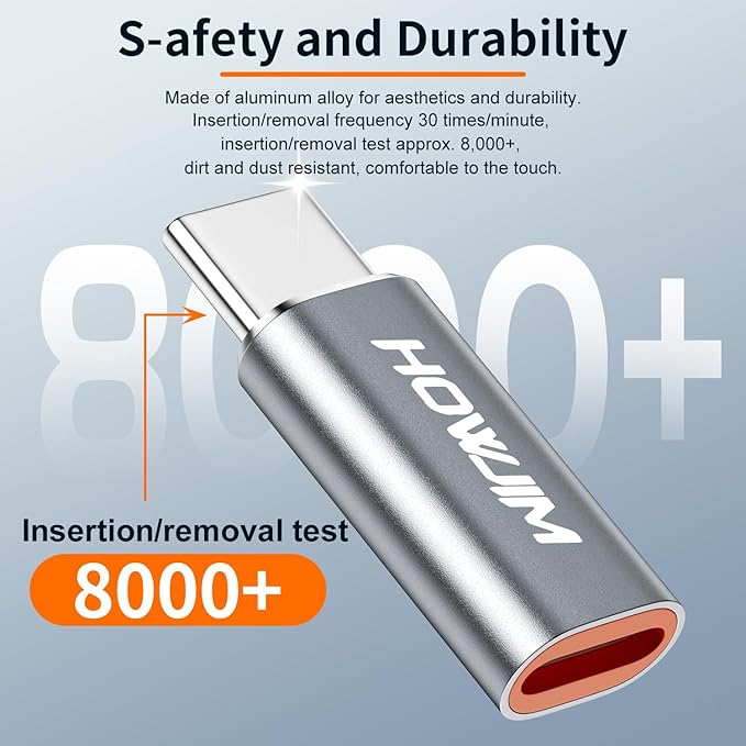 Light-ning to USB C Adapter 2Pack,PD27W/66W QC100W Fast Charging Data Transfer,Type C Charger Converter Cable for Phone 17/16/15 Serie Pad G-alaxy,Not for Headphones/OTG/Flash Drive/A-pple Pencil Gray