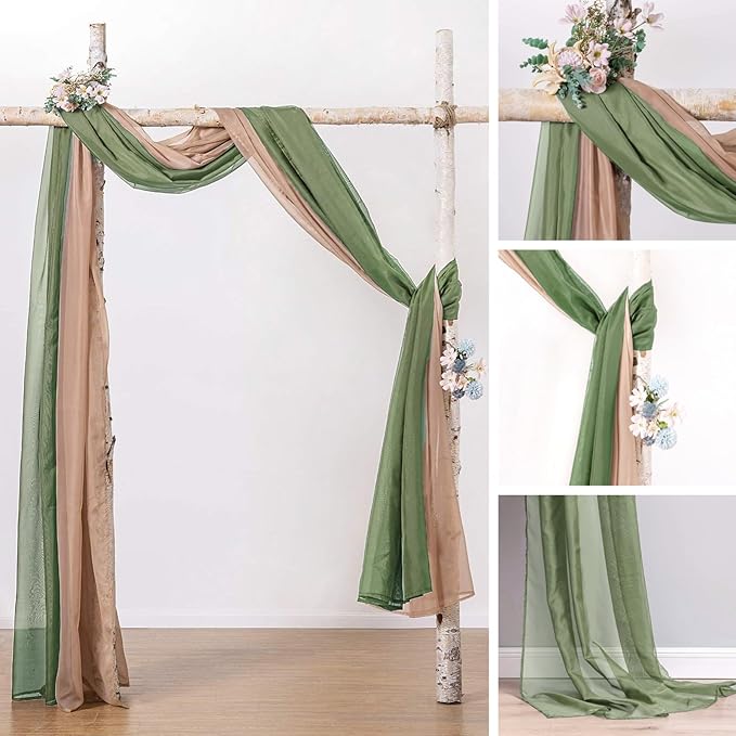 MIULEE Sheer Window Scarf Valance Extra Long Topper Spring Elegant Swag Curtains Luxury Draping Fabric for Wedding Arch Party Ceremony Canopy Bed Living Room, 54'' x 144'', 1 Panel Sage Green