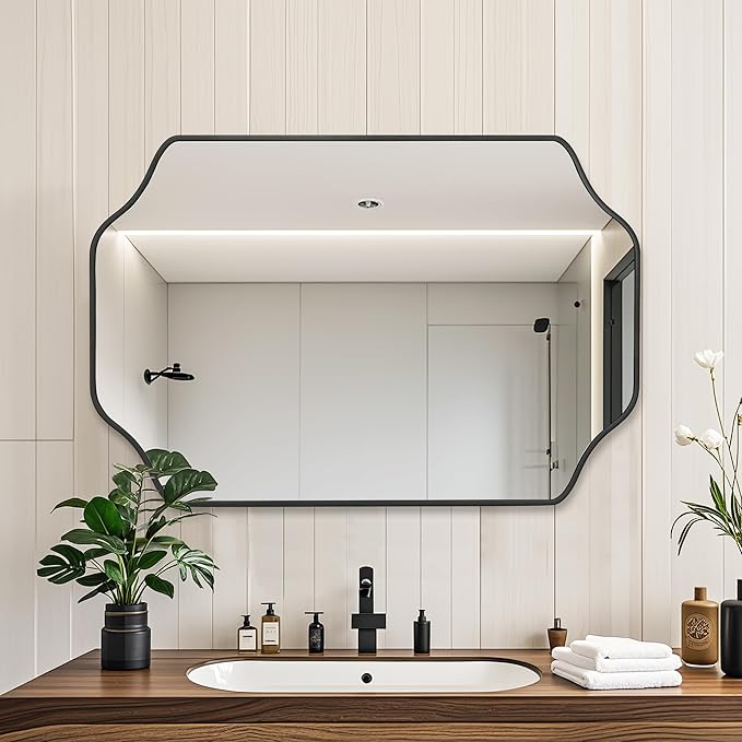 CULER Black Bathroom Wall Mirror,24 x 36 Inch Rectangle Vanity Modern Tempered Glass Mirror for Bedroom,Living Room,Entryway
