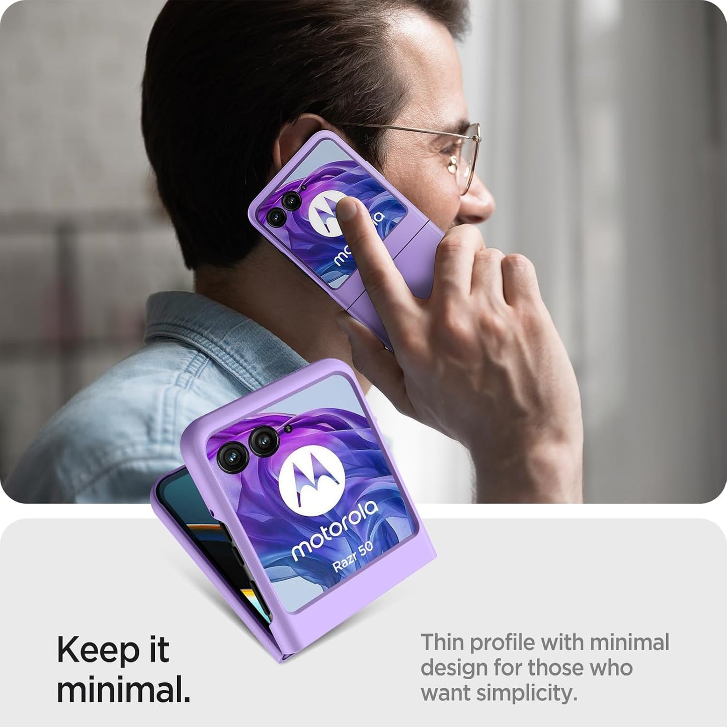 Miimall Motorola Razr 2024 Case, Ultra Thin Slim Matte Hard PC Anti-Slip Shock-Proof Cover, Purple