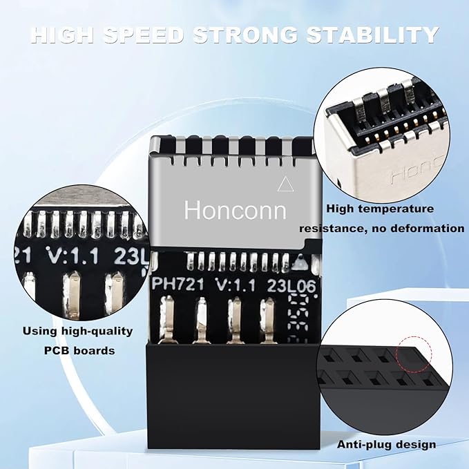 COMeap USB 2.0 to USB 3.2 Gen 1 Header Adapter for Mainboard with Type E Key-A Female Front Panel Socket to 9 Pin Header Internal Conversion Adapter