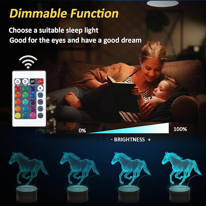 Horse Toys Night Light, Horse Stuff 16 Colors Changing Lamp with Remote Control, Horses Gifts for Girls' Room, Birthday, Holiday and Xmas Day