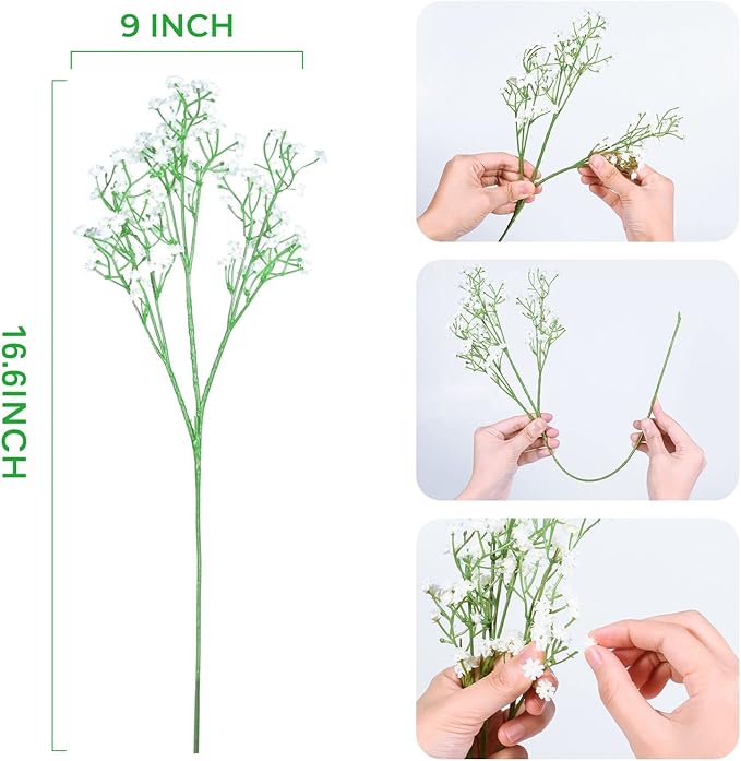 Babys Breath Artificial Flowers,30 Pcs Gypsophila Real Touch Flowers for Wedding Party Home Garden Decoration