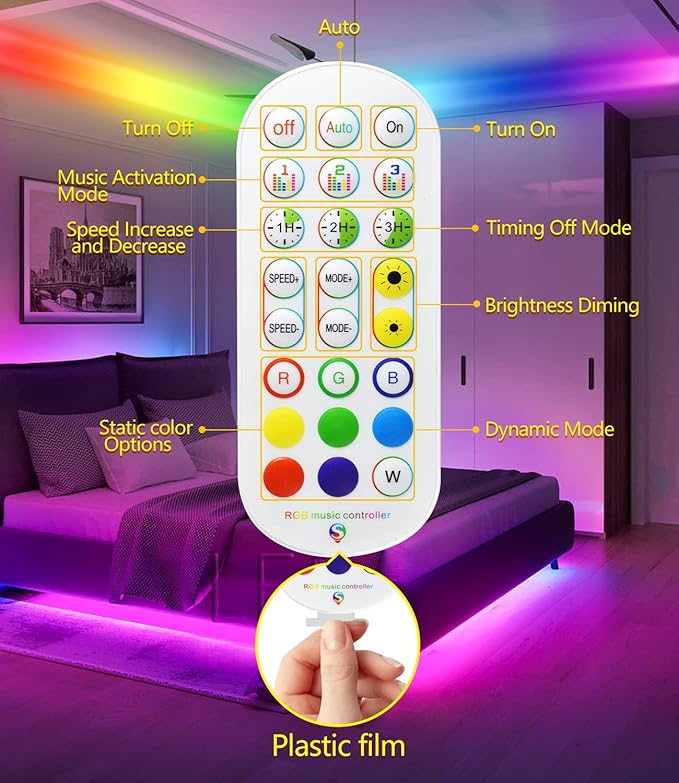 Daymeet Led Lights for Bedroom, 33ft Led Chasing Effect Dream ICRGB Light Strip, USB Smart Light Strips APP Control Music Sync Color Changing Led Strip Lights with Remote for Home christmas Decoration