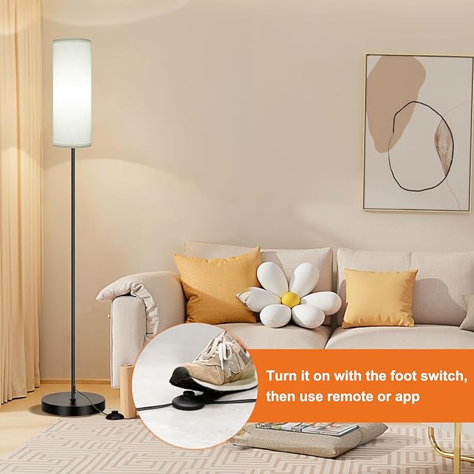 FRIDEKO HOME 2 Pack Floor Lamps for Living Room, Dimmable Colors Temperature & Brightness, Modern Floor Lamp with Remote, Tall Standing Lamps for Living Room Bedroom Office, White Shade 9W Smart Bulb