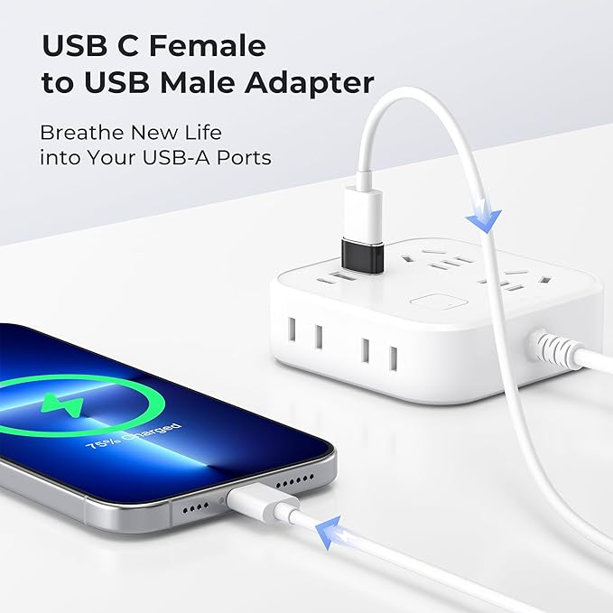 Basesailor USB to USB C Adapter 4Pack,Type C Female to A Male Car Charger Cable Converter for iPhone 17 16 15 14 13 Pro Max Plus,Apple Watch 11 10,iPad Air Mini 7,Samsung Galaxy S26 S25 S24 A55,Z Flip
