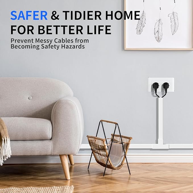 Delamu Cable Hider, 315in Cord Covers for Wires on Wall, One-Cord Cord Hider, Paintable Wire Hiders Wire Covers for Cords, Cable Management for Hiding 2-3 Wires, 20x L15.7 W0.95 H0.55in, White
