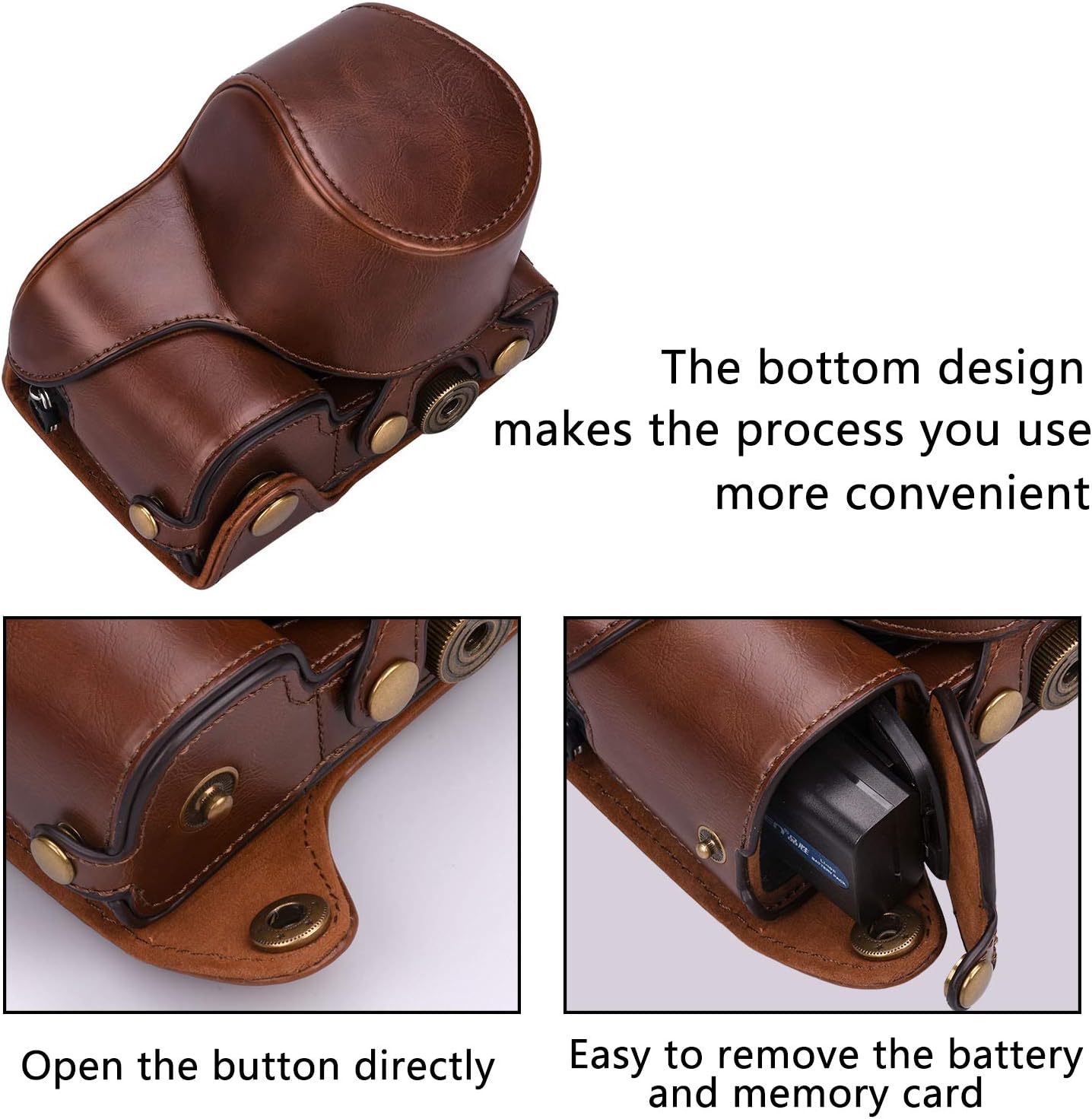 XEVN for Sony A6400 Case, Premium PU Full Body Leather Camera Case Bag for Sony Alpha A6300 A6000 A6100 A6400 with
