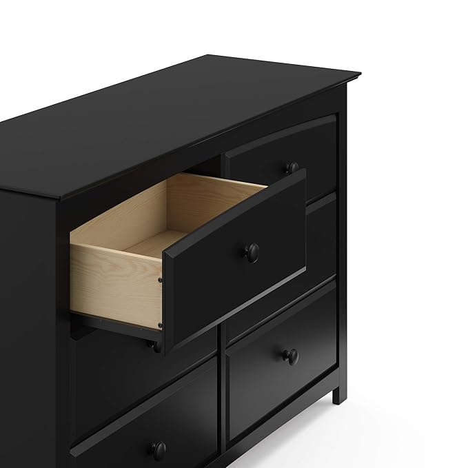Storkcraft Kenton 6 Drawer Double Dresser (Black) – Dresser for Kids Bedroom, Nursery Dresser Organizer, Chest of Drawers for Bedroom with 6 Drawers, Universal Design for Children’s Bedroom