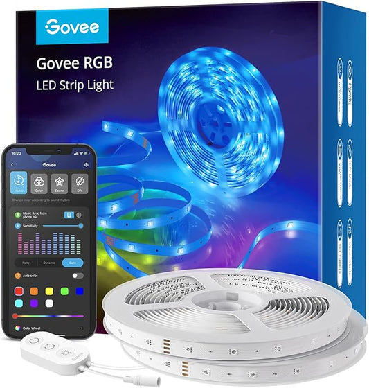 Govee LED Strip Lights 100ft, LED Lights for Bedroom, WiFi RGB LED Lights work with Alexa and Google Assistant, 64 Modes and Music Sync, Strip Lights for Indoor, Home Decor, 2 Rolls of 50ft
