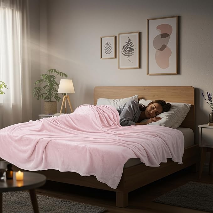 Utopia Bedding Fleece Blanket Queen Size Pink 300GSM Luxury Fuzzy Soft Anti-Static Microfiber Bed Blanket (90x90 Inch)