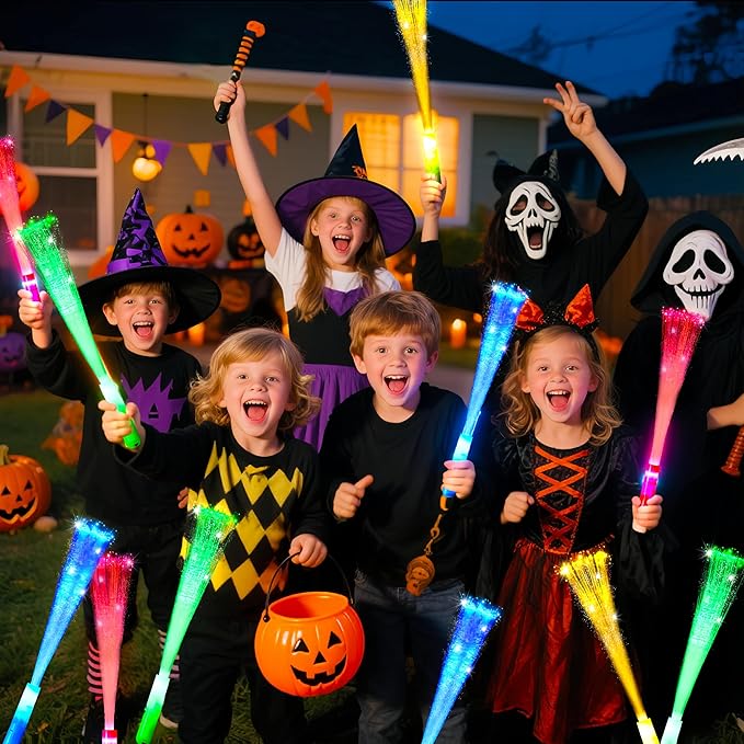OceanWings Glow Fiber Optic Wands,Halloween Glow Sticks Bulk Party Pack,Glow in the dark Party Supplies Favor Flashing Light Up Sticks for Birthday Holiday Party Wedding Halloween Christmas(100)