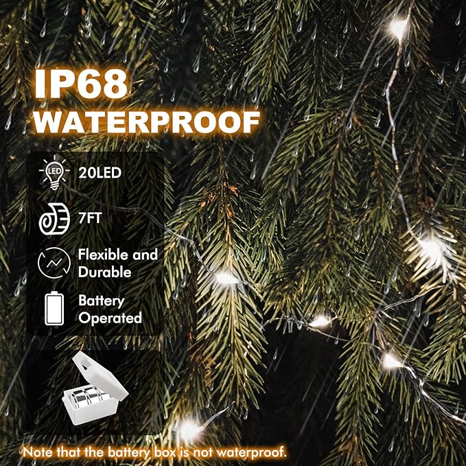 30 Pack Fairy Lights Battery Operated - 3 Speed Modes, 7Ft 20 LED String Twinkle Lights, Waterproof Copper Wire, Mini Firefly Light for Mason Jars Vases Christmas Decor, White