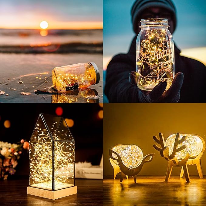 ANJAYLIA Fairy Lights, 10ft 30 LED Mini String Lights Battery Operated Firefly Starry Lights for Wedding, Bedroom, Party, Christmas, Warm White 2 Pack
