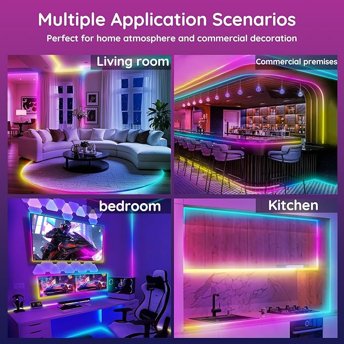 FBZ 20Ft Led Rope Lights, Flexible Neon Lights Control with App/Remote, Multiple Modes, IP65 Outdoor RGB Waterproof, Music Sync Gaming Light Strip for Bedroom Decor