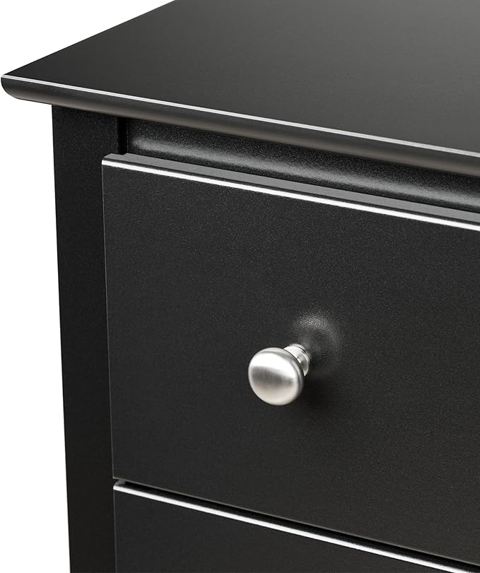 Prepac Sonoma Traditional Tall Nightstand Side Table with 3 Drawers, Functional Tall 3-Drawer Bedside Table 16" D x 23" W x 29" H, Black, BDC-2403