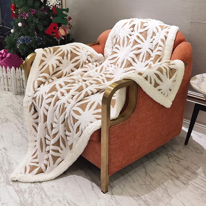 LOMAO Sherpa Fleece Blanket Fuzzy Soft Throw Blanket Dual Sided Blanket for Couch Sofa Bed (Khaki, 51"x63")